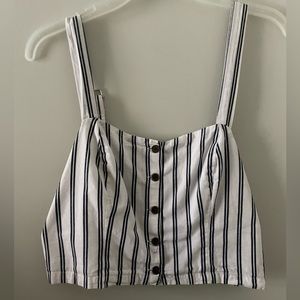 Kendall & Kylie Crop Top Striped Tank Button Front